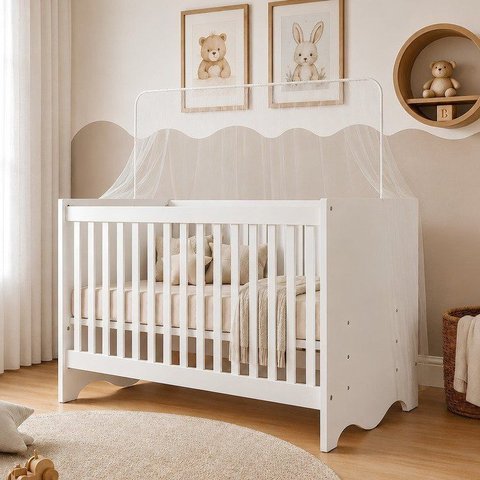 Berço Mini Cama 132,4x72,5cm 100% MDF Lua Branco