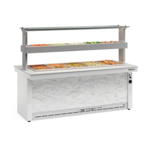 Buffet Quente e Frio 10 Cubas Gbtr200br Gelopar Balcão Self Service 10gns Branco e Mármore 220v