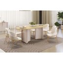 Ver imagem 1 de Sala de Jantar Completa Liz C/ Tampo Madeirado C/ Vidro Oval 218x108cm e 8 Cadeiras Vitta Off White/