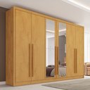 Ver imagem 1 de Guarda-roupa Casal Valencia 6 Portas 6 Gavetas 100% Mdf com Espelho Peroba - Mademarques
