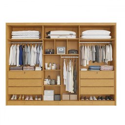 Guarda-roupa Casal Valencia 6 Portas 6 Gavetas 100% Mdf com Espelho Peroba - Mademarques - 3