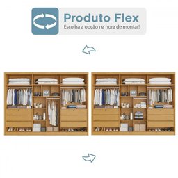 Guarda-roupa Casal Valencia 6 Portas 6 Gavetas 100% Mdf com Espelho Peroba - Mademarques - 5