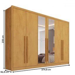 Guarda-roupa Casal Valencia 6 Portas 6 Gavetas 100% Mdf com Espelho Peroba - Mademarques - 4