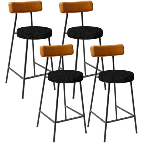 Kit 04 Banquetas Baixa Cozinha Sala Jantar Bancada Milão L02 Couríssimo Whisky Chumbo - Lyam 