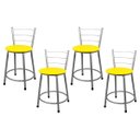 Ver imagem 1 de 4 Banquetas Baixa para Cozinha Epoxi Cinza:amarelo