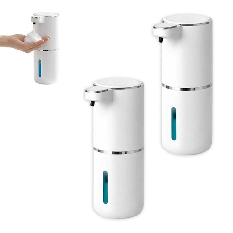 Dispenser de Espuma Kit 2 Uni Sensor de Proximidade Automatico Alcool Gel Sabao Recarregavel USB Hig