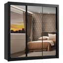 Ver imagem 3 de Guarda-Roupa Casal Madesa Mônaco 3 Portas de Correr de Espelho Preto Cor:Preto