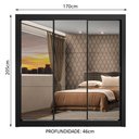 Ver imagem 4 de Guarda-Roupa Casal Madesa Mônaco 3 Portas de Correr de Espelho Preto Cor:Preto