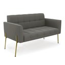 Ver imagem 1 de Sofá Namoradeira 2 Lugares Pé de Ferro Dourado Elisa Suede D03 - D'Rossi