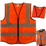 Colete Sinalizador Faixa Refletiva Segurança EPI Trabalho Blusao Fluorescente Bolsos Ziper Obra Tran - 1