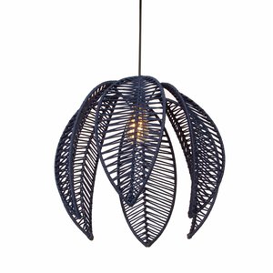 Lustre Pendente Pétala Boho Corda Náutica Sala Quarto:azul Marinho