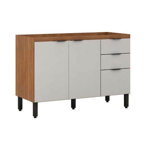 Gabinete P- Pia Cozinha 3 Portas e 2 Gaveta S- Tampo 120cm Amendola-nude Prime Tx