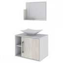 Ver imagem 2 de Armário de Banheiro com Cuba e Espelho 1 Porta 2 Prateleiras Branco Chess/Snow 13689 - Compace