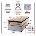 Ver imagem 3 de Conjunto Box Baú Solteirão Quartzo Branco 96x203x78 c/ Molas Ensacadas