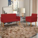 Ver imagem 1 de Kit Namoradeira Decorativa Para Sala Nina + Poltrona Para Recepção Manicure Suede