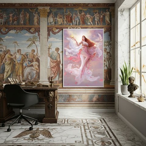 Quadro Decorativo Afrodite - Deusa da Beleza - 70×50 Cm:moldura Preta