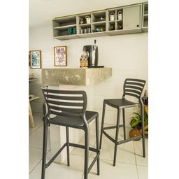 Conjunto de 4 Cadeiras Plásticas Tramontina Sofia Alta Bar em Polipropileno e Fibra de Vidro Grafite - 9 Conjunto de 4 Cadeiras Plásticas Tramontina Sofia Alta Bar em Polipropileno e Fibra de Vidro Grafite - 9