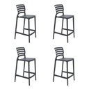 Ver imagem 1 de Conjunto de 4 Cadeiras Plásticas Tramontina Sofia Alta Bar em Polipropileno e Fibra de Vidro Grafite