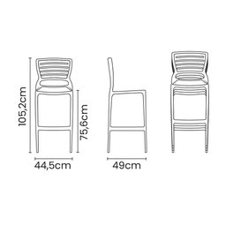 Conjunto de 4 Cadeiras Plásticas Tramontina Sofia Alta Bar em Polipropileno e Fibra de Vidro Grafite - 8 Conjunto de 4 Cadeiras Plásticas Tramontina Sofia Alta Bar em Polipropileno e Fibra de Vidro Grafite - 8