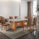 Ver imagem 2 de Mesa de Jantar Carolina 180cm Tampo MDF Vidro Canto Copo com 6 Cadeira Aline