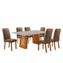 Ver imagem 1 de Mesa de Jantar Carolina 180cm Tampo MDF Vidro Canto Copo com 6 Cadeira Aline