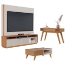 Ver imagem 1 de Estante Home Theater Jordão Off White Freijó com Mesa de Centro Jeri Freijó Off White e Aparador