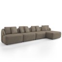 Ver imagem 2 de Sofá 5 Lugares com Chaise Direito Sala Living 388cm Arlo F04 Veludo Marrom Claro - Lyam Decor