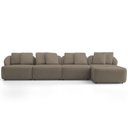 Ver imagem 3 de Sofá 5 Lugares com Chaise Direito Sala Living 388cm Arlo F04 Veludo Marrom Claro - Lyam Decor