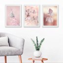 Ver imagem 1 de Kit 3 Quadros Decorativos Fotografias Borboletas rosas 33x24cm:madeira Preta