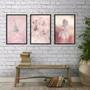 Ver imagem 2 de Kit 3 Quadros Decorativos Fotografias Borboletas rosas 33x24cm:madeira Preta