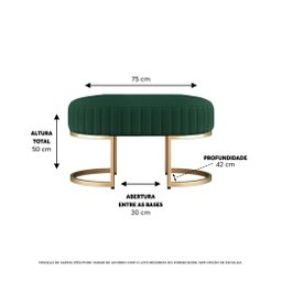 Recamier Puff Glow Veludo Verde Escuro 75cm Zahav Estofados - 4