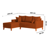 Sofá 3 Lugares Beny com Chaise Esquerdo Suede Terracota - 5