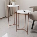 Ver imagem 1 de Mesa Lateral Redonda Áquila Cobre e Tampo Branco