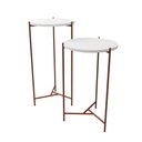 Ver imagem 2 de Mesa Lateral Redonda Áquila Cobre e Tampo Branco