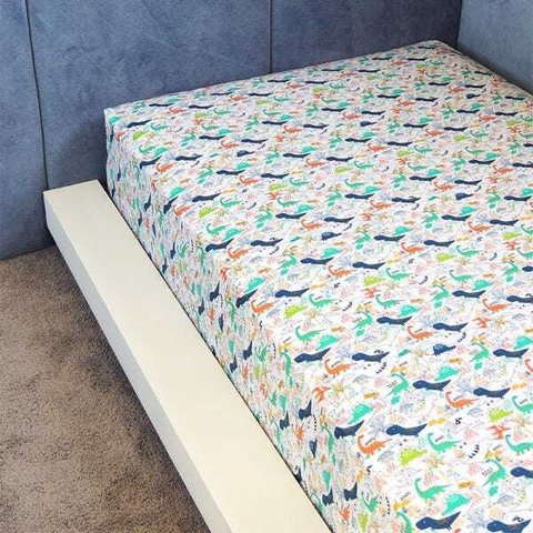 Lençol de Elástico Vivain Infantil Dino Park 100% Algodão