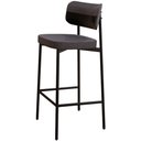 Ver imagem 1 de Banqueta Alta Bar Cozinha Sala de Jantar Aço Preto Kaira C01 Linho Preto Courino Preto - Lyam Decor
