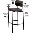 Ver imagem 4 de Banqueta Alta Bar Cozinha Sala de Jantar Aço Preto Kaira C01 Linho Preto Courino Preto - Lyam Decor