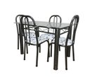 Ver imagem 2 de Conjunto MESA DE JANTAR COM 4 CADEIRAS Munique 1.20m tampo vidro material AÇO COR CRAQUEADA chumbo Q