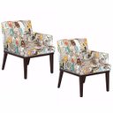 Ver imagem 1 de Kit com 2 Poltronas Decorativa Vitória Tecido Estampa Jornal