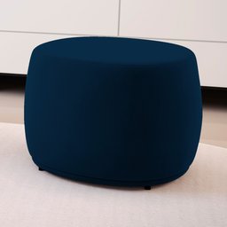 Puff Decorativo Living Aisha Orgânico Veludo Azul Marinho - Desk Design - 2