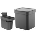 Ver imagem 1 de Lixeira para Pia de Cozinha 4,7l e Dispenser Porta Detergente e Organizador 650ml Chumbo ou