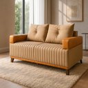 Ver imagem 1 de Sofá 2 Lugares Leona Bom Pastor Linho Bege/caramelo