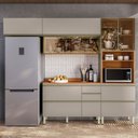 Ver imagem 1 de Cozinha Completa Proença 6 Portas 6 Gavetas com Vidro Nogueira/nude Prime Tx Dp2703 - Demobile