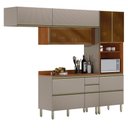 Ver imagem 2 de Cozinha Completa Proença 6 Portas 6 Gavetas com Vidro Nogueira/nude Prime Tx Dp2703 - Demobile