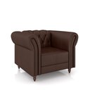 Ver imagem 2 de Poltrona Decorativa Sala de Estar Stanford Chesterfield Pés de Madeira Couro Marrom Brilho G58 - Gra