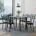 Ver imagem 2 de Conjunto de Mesa Sala de Jantar Leia com 6 Cadeiras Tubular Granito 1,40m Artefamol Preto