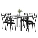 Ver imagem 1 de Conjunto de Mesa Sala de Jantar Leia com 6 Cadeiras Tubular Granito 1,40m Artefamol Preto