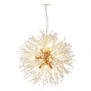 Ver imagem 1 de Lustre Pendente Dente de Leão Redondo Dourado Cristais 12G9 60cm
