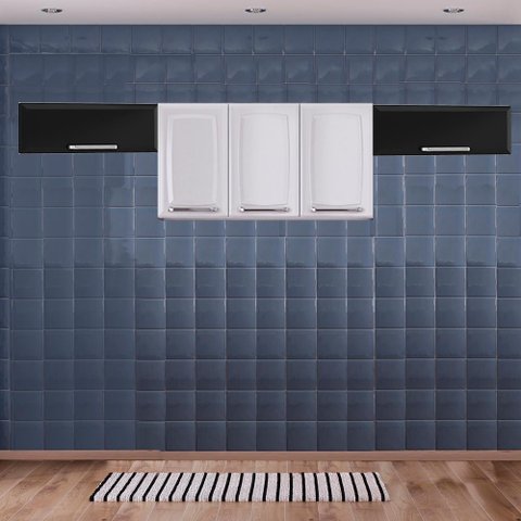 Cozinha Itatiaia Luce com Armário Aéreo 5 Portas Branco / Preto