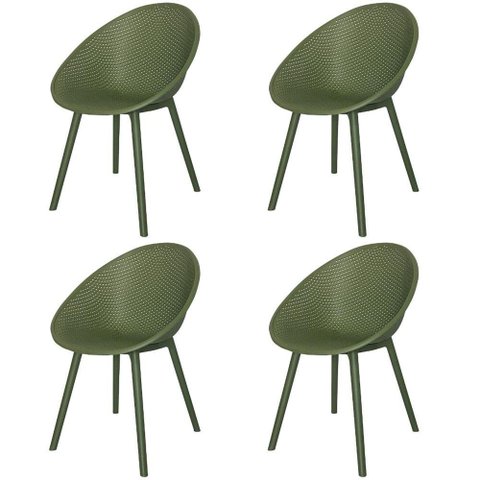 Kit 4 Cadeiras Drops Rivatti em Polipropileno Verde Base Desmontável Verde